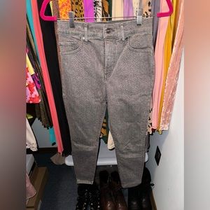 Express Gray High Rise Skinny Snakeskin Print Jeans Size 2 Short